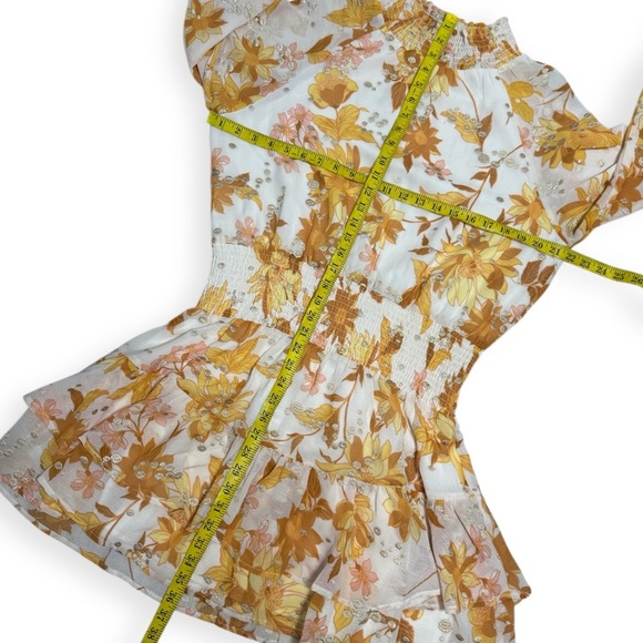BTFL-life Retro Floral Ambrielle Floral Smocked Long Sleeve Mini Dress Large - Picture 6 of 8